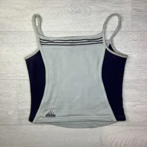 Vintage Adidas Strappy Tank Top – Grey & Navy